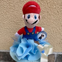 Ballagási közepes csokor, Super Mario plüssel - kék