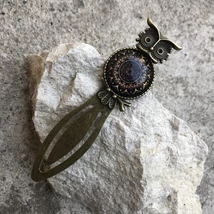 Fekete-arany mandalás baglyos könyvjelző