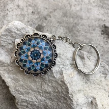 Türkizkék mandala kulcstartó