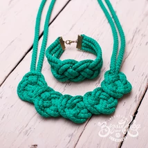 Türkizzöld, matt csomózott szett