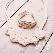 Krémszínű, matt csomózott szett