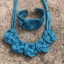 Égszínkék, csomózott szett