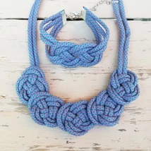 Menta-rózsaszín pöttyös, csomózott szett