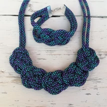 Türkiz-lila-fekete színváltós, csomózott szett