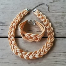 Barack színű fonott ékszer szett