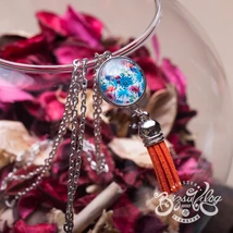 Kék-narancs színű flamingós, bojtos nyaklánc