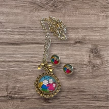 Mesefigurás ékszer szett - nyaklánc + fülbevaló