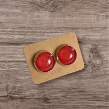 Piros fülbevaló, bronz 12 mm-es alapon