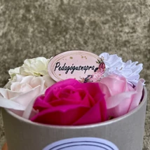 Pedagógusnapra felirat - mini, halvány rózsaszín, ovális - kis boxokhoz