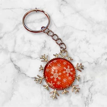 Piros hópehely kulcstartó