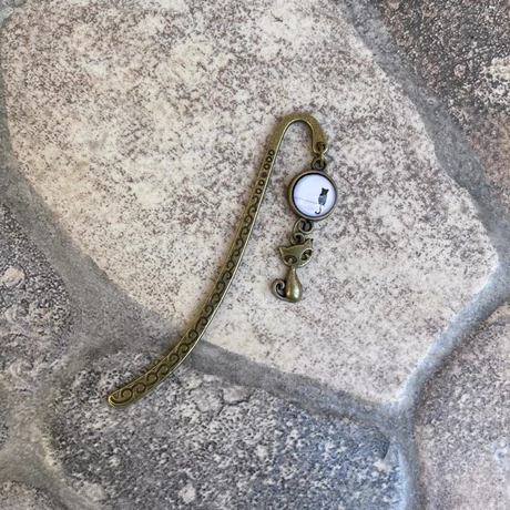 Bronz cica, pálcás, könyvjelző