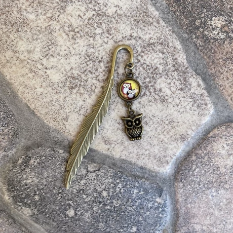 Sárga bagoly, pálcás, könyvjelző