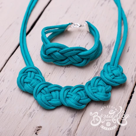 Türkizkék, csomózott szett