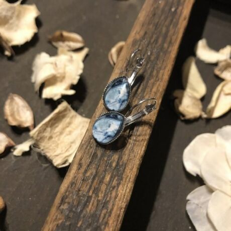 Kék márvány francia kapcsos fülbevaló