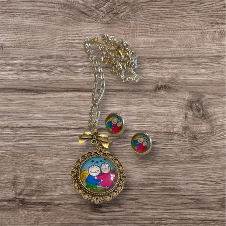 Mesefigurás ékszer szett - nyaklánc + fülbevaló